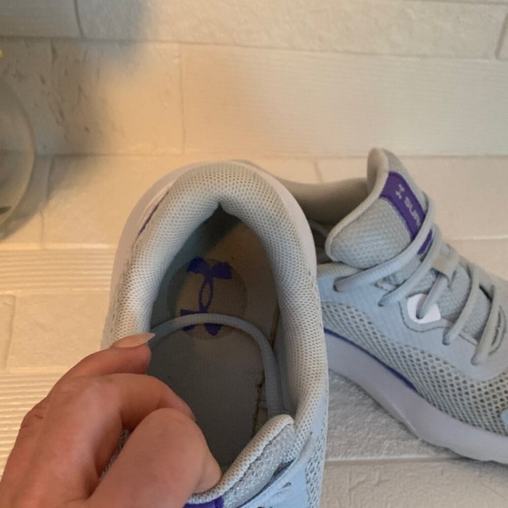 Under Armour Light Gray and Purple Athletic Shoes - Picture 4 of 8